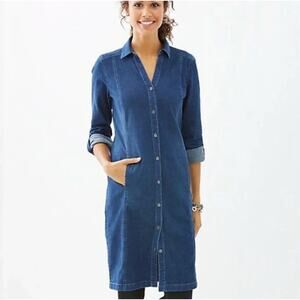 J. Jill Denim Button-Up Shirt Dress Size SP